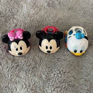 Disney Oball Baby Toys Rattle Teethers Ball Car Mickey Minnie Mouse Donald LOT